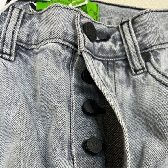 Free People Sandrine Rose Button Fly Drop Crotch Crop Jeans Gray Wide Leg NWT 27 - Picture 5 of 5